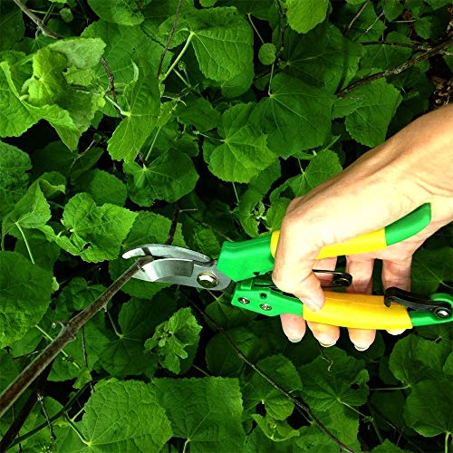 Garden 7" Bypass Pruning Shears, Light Weight Hand Pruners, Yellow Green Garden Clippers. #TOP1