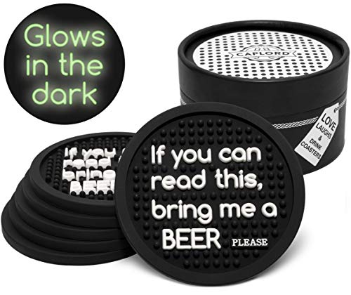 Set of 6 Coasters for Drinks Non Breakable Glowing in the Dark Absorbant
