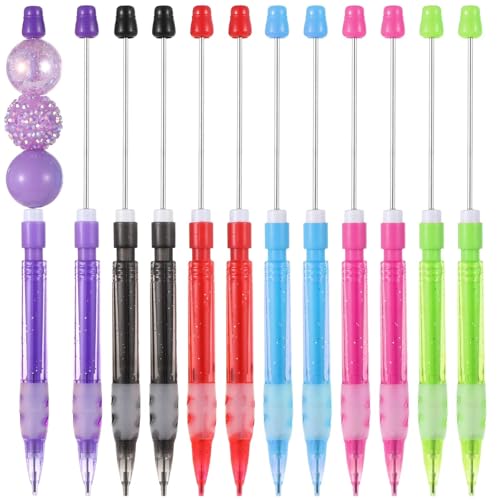 12-Pack Beadable Mechanical Pencils, 0.7Mm Mini Pencils, Customizable for Drawing, Crafting, and Writing in Multiple Colors