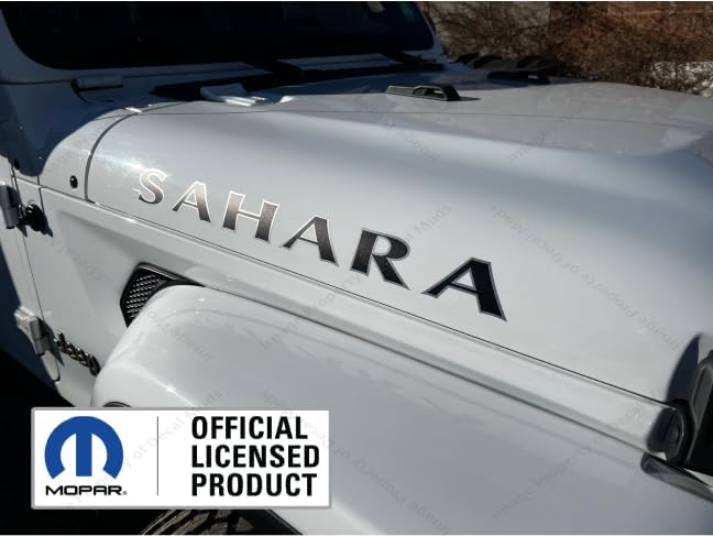 Sahara Hood Graphic Decals fits Jeep Wrangler (2007-2026) (Set of 2) Matte Black & Metallic Silver - CMS | UV1R7