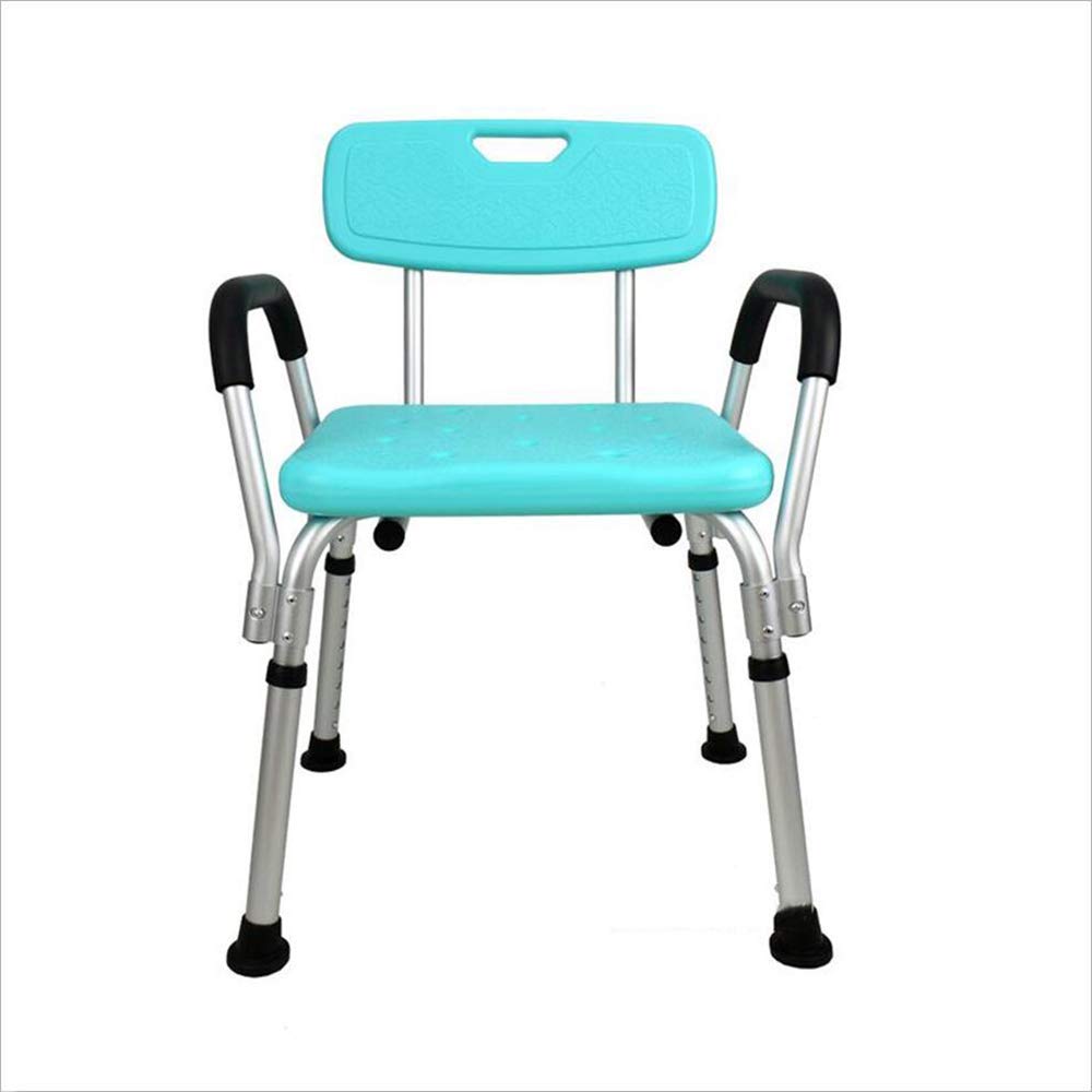 Taburete para Asiento de Ducha para baño, cinturón Antideslizante, Respaldo con apoyabrazos, Silla de Ducha, Azul