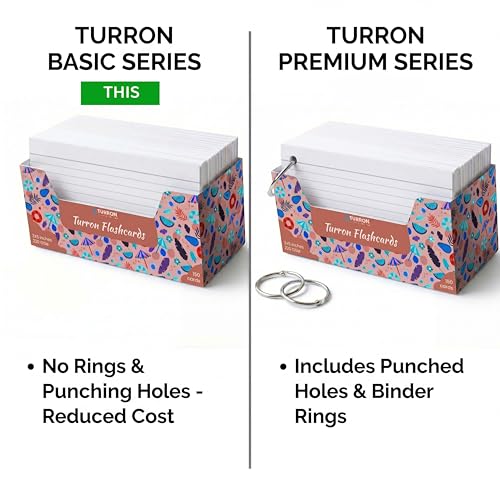 Image of Turron Blank Index Flash Cards (150, White, 3 x 5 Inch, 2-Side Ruled)
