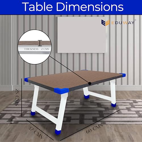 Image of Eduway Heavy Duty Foldable Wooden Laptop Table - Multipurpose Bed Table for Study, Work from Home, Eating, Reading | Portable Non-Adjustable Desk for Students, Kids| Perfect for Home, Office- Brown.
