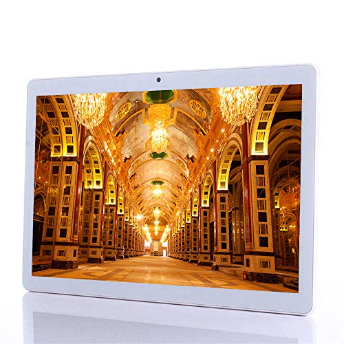 Tablet Android de 10 Pulgadas (10.1 ") - Procesador Octa-Core, RAM 4GB, ROM 64GB, 1280*800 IPS, Android 7.0 Phablet, 3G Dual Sim Card,Dual Cameras,WiFi,Bluetooth,GPS,Google Tablets PC (Silver)