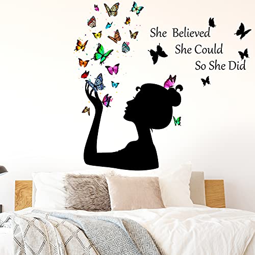 Inspirational Wall Stickers Vinyl Quote Wall Decals Wall Decor Girl Removable Wall Art For Girls Or Teens Bedroom, Bathroom, Office, 35.43 X 17.72 Inch(Dragonfly) #TOP5