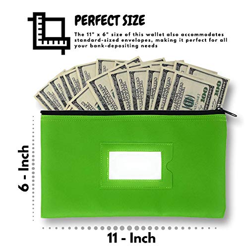 Money Bank Deposit Bag with zipper | 11x6 inch | 7 Days 7 Pieces 7 Colors | Durable Leatherette Money Cash Coin Check Wallet Pouch for Men & Women with Framed ID Window and 7 Blank Card | by GIDABRAND - Thumbnail 2