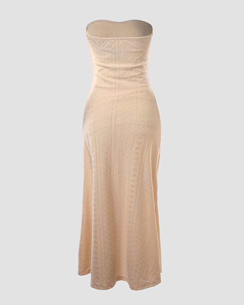 CHICME Vestido largo sin tirantes para mujer, asimétrico, para playa, atardecer