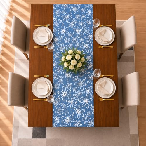 Image of STITCHNEST 'Nomad Weave Collection' Jacquard Table Runner 13x72 Inches| Tassel Finish | Modern Dining Table Decor
