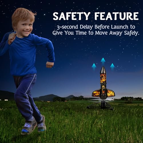 Image of Rocket Launcher for Kids - 200 Ft of Flight Altitude, Model Rocket with Launch Set, Rockets Outdoor Toys with Safely Parachute, Easter Birthday Toys for Boys & Girls Ages 5 6 7 9 10 12 8-13 Years Old