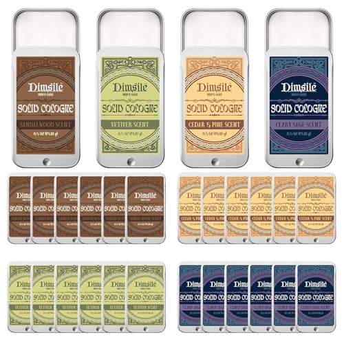 24 Pcs Solid Cologne for Men Fathers Day Gift Solid Perfume 0.5 oz Men’s Cologne Gift Set Including Sandalwood, Cedar Wood, Clary Sage, Vetiver, Scent Fragrance Gifts for Travel Size