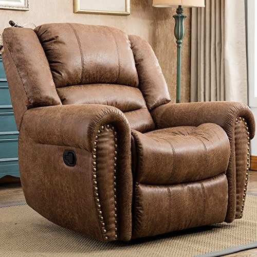 Leather Recliner Chair for Living Room with Comfortable Arms and Back