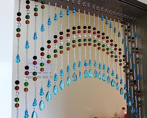 Rekelola Beaded Curtain for Doorways,Hanging Glass Clear Crystal Door Beads