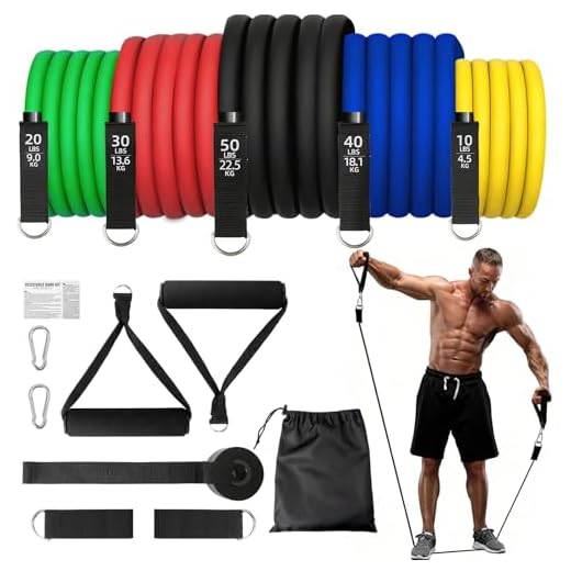 Gomas Elasticas Musculacion,5 Diferentes Niveles Bandas Elasticas Musculacion,10-150LBS Cintas Elasticas Musculacion con Anclaje para Puerta,Asas,Correa para Tobillo,Bandas de Resistencia