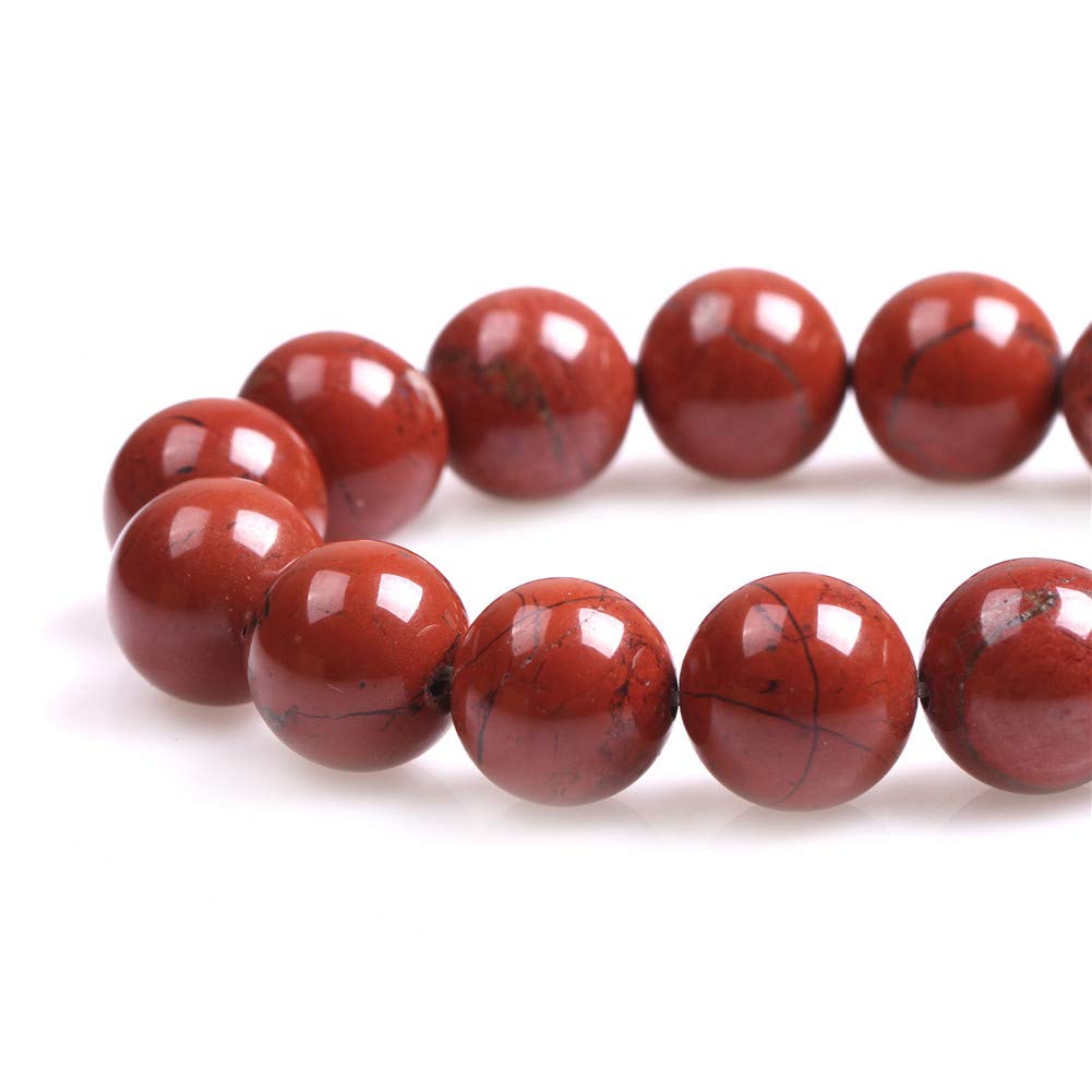 GEM-Inside Natural 14mm Red Jasper Round Gemstone Semi Precious Loose Beads for Jewellery Making 15'' - Image 2