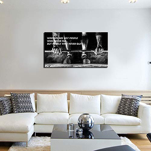 Nachic Wall- Canvas Quotes Wall Art Black And White Weightlifting Pictures Man Bodybuilding Motivational Inspirational Poster Canvas Stretched Wood Framed Modern Home Gym Office Decorations #TOP3