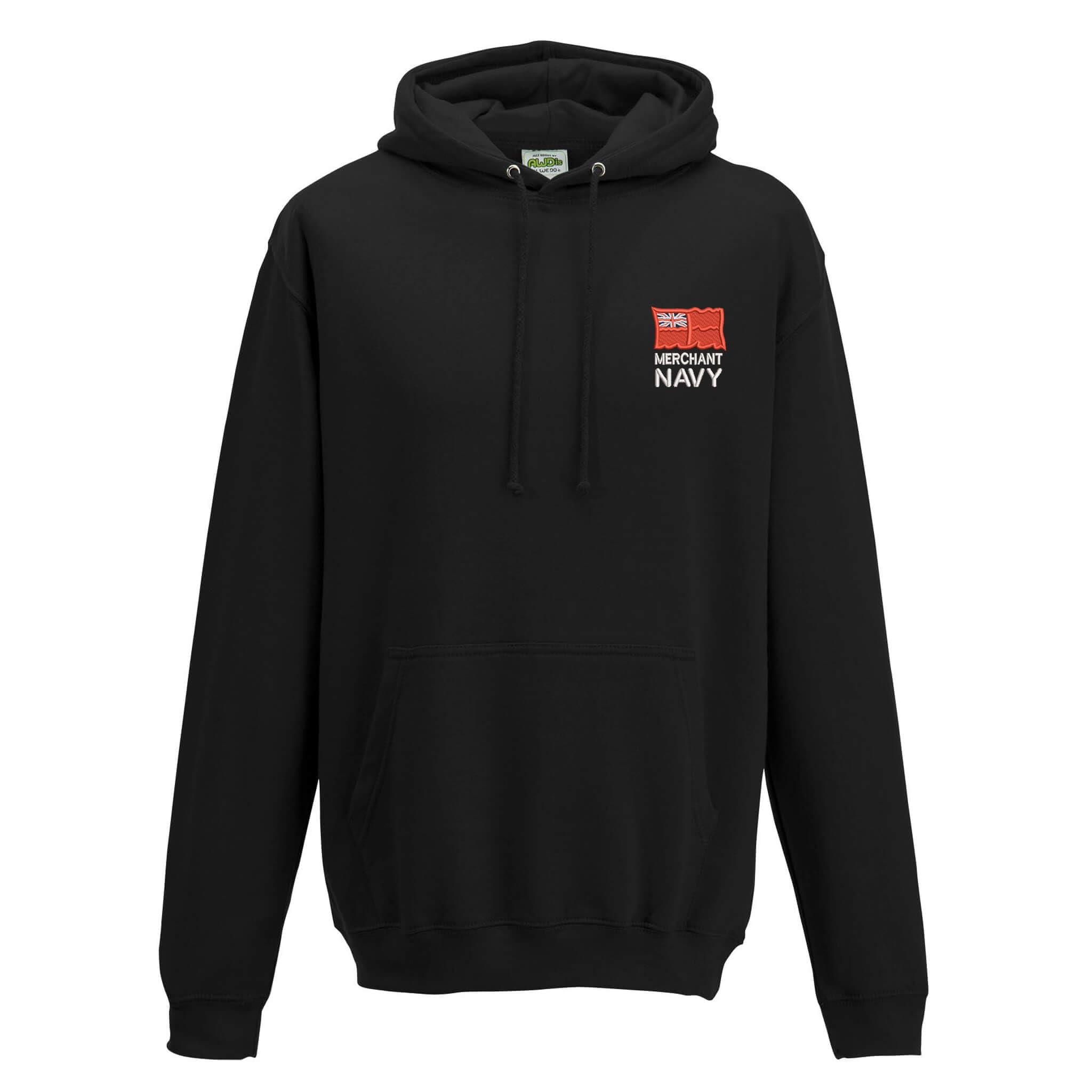 The Military Store Men's Black Merchant Navy Embroidered Hoodie, 2X Large
