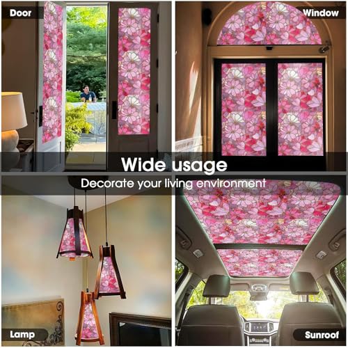 Película decorativa para ventana vidriada rosa 15.7x118 in miniatura 5