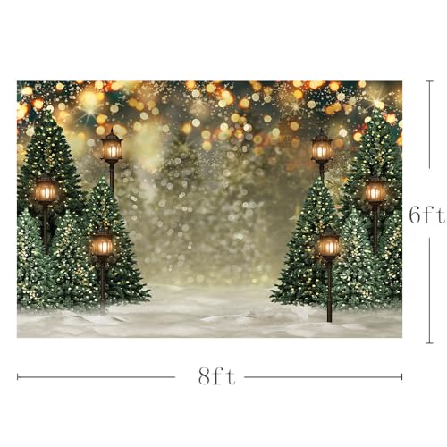 8x6ft Christmas Tree Backdrop Winter Snowflake Glitter Bokeh Christmas Photography Background Snowy Pine Tree Holiday Party Photo Booth Banner for Baby Shower Birthday Xmas Decorations - image 3