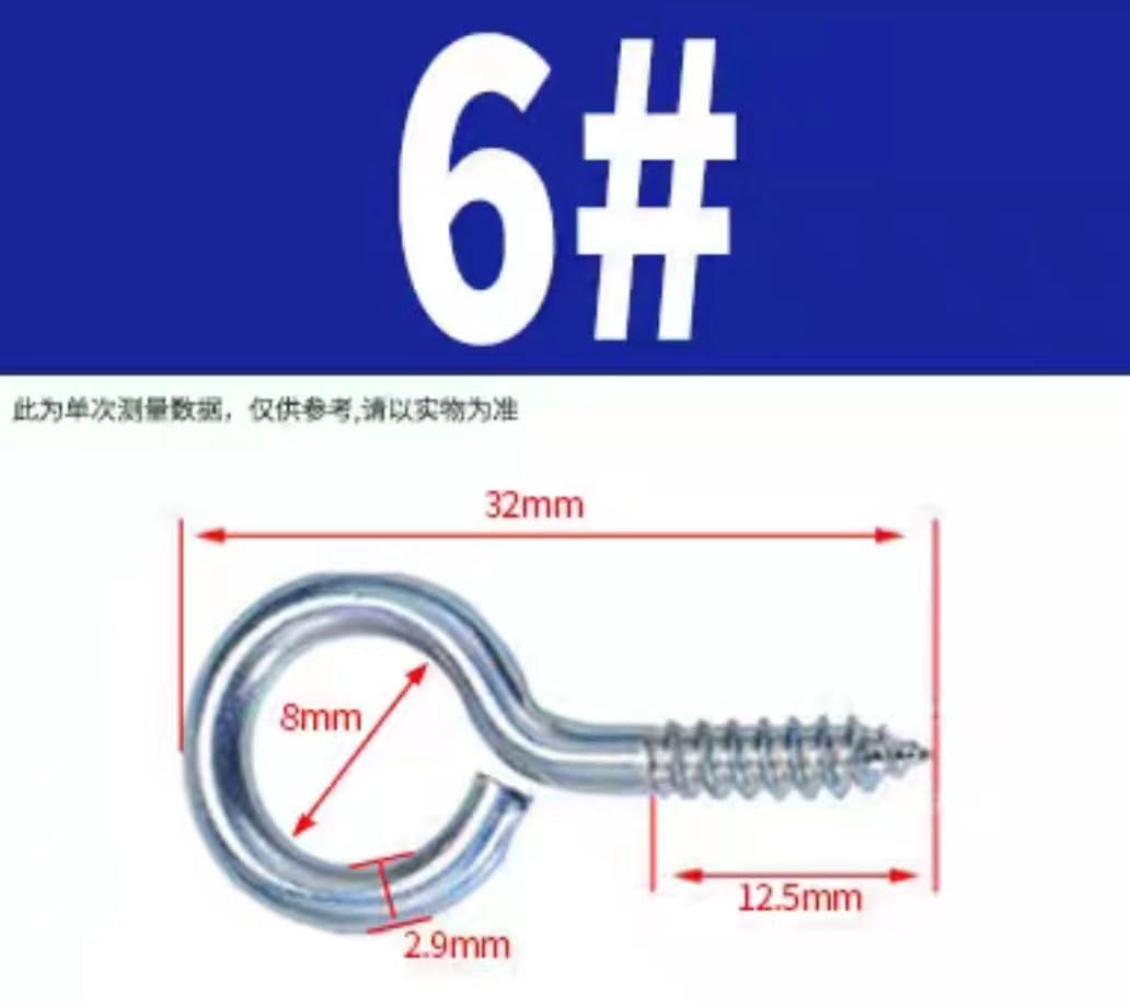 Self Tapping Screw Hook Ring,Hooks Eyebolt Ring,Eyelet Screws, Tightening Screw, Ring Screw, Ceiling Hook, Galvanized Eyebolt, Screw Hole Nail, for Wood, Fixing Wires(32 * 2.9mm 100pcs)