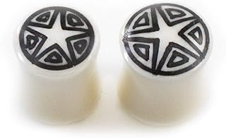 Pair of Ear Plugs made of Organic Horn Bone with Star Design