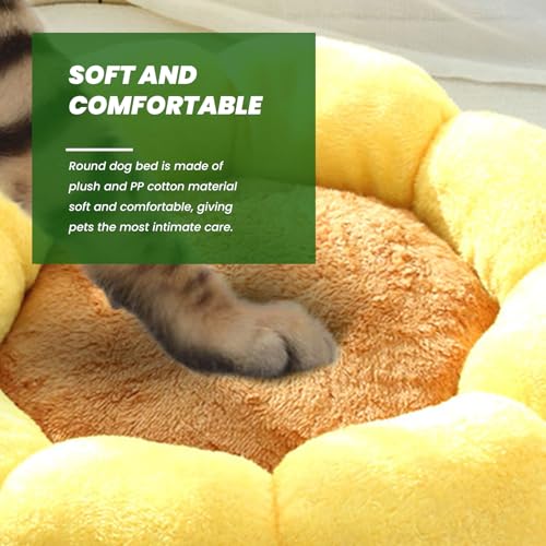 Natudeco Haustierbett, Katzenbetten, Hundebett, niedliche Blumenform, für drinnen und draußen, Katzen, beruhigende Haustierbetten, rundes Hundebett 40cm für Welpen, Kätzchen