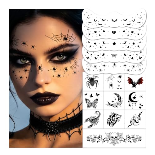 43 Styles Halloween Freckles Temporary Tattoos for Women Makeup Costumes