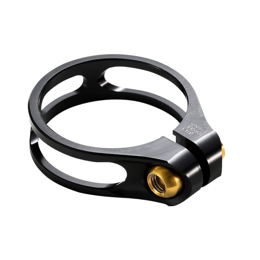 Bike Seat Clamp Bike Bicycle Seat Post Clamp Aluminum Alloy Cycling Saddle for 27.2/30.8/31.6mm BIK Seatpost(Black Golden 34.9)