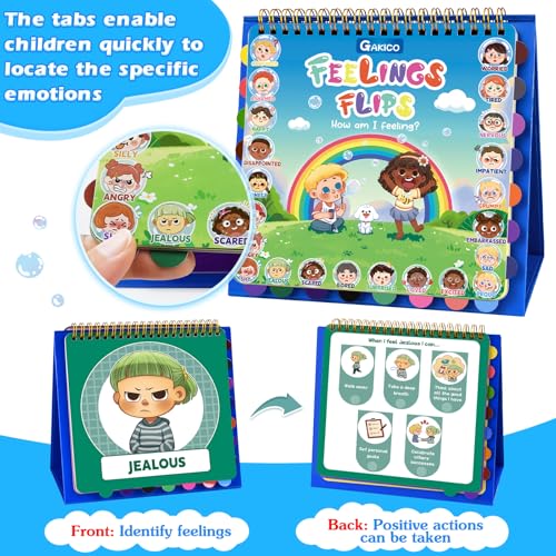 GAKICO Feelings Flipbook for Kids: 22 Moods/Emotions ADHD & Autism Learning Materials, Emotional Regulation Tools for Kids, Calm Down Corner Essential for Preschool Kindergarten Classroom GAKICO Feelings Flipbook for Kids: 22 Moods/Emotions ADHD & Autism Learning Materials, Emotional Regulation Tools for Kids, Calm Down Corner Essential for Preschool Kindergarten Classroom - Image 4