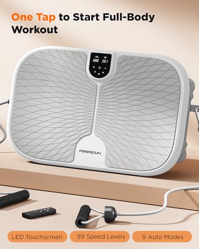 Image of FEIERDUN Vibration Plate Exercise Machine, 330 LBS Capacity Vibration Plate for Lymphatic Drainage, Max Space for Whole-Body Workout & Relaxation at Home