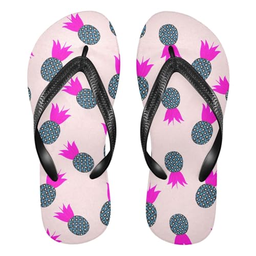 Pineapple Leaves Pink Flip Flops for Beach Thong Sandals Anti-slip Lightweight Flat Slippers for Indoor Outdoor House
