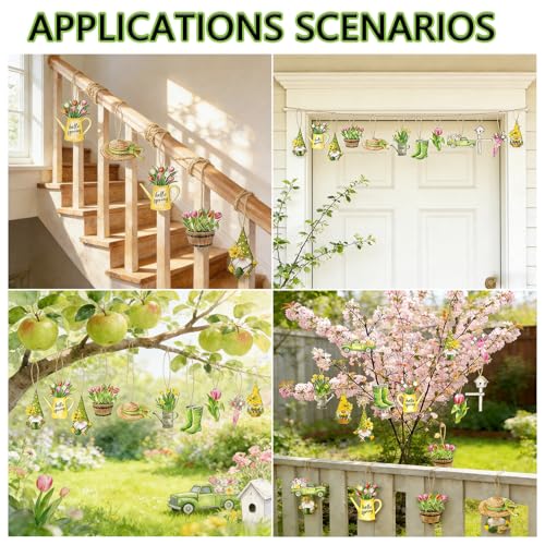 24 Stück Holz Dekoes,Deko Frühling,Frühlingsdeko,Schmetterlinge Dekoes,Deko Frühling zum Aufhängen,Aufhängen Hängedeko Holz,Hause Outdoor Wandkunst,für Türen,Fenstern,Decken,Gärten