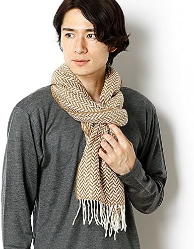 Amazon ナノ ユニバース メンズ Nano Universe 17aw カシミヤヘリンボーンマフラー キャメル F ストール マフラー 通販