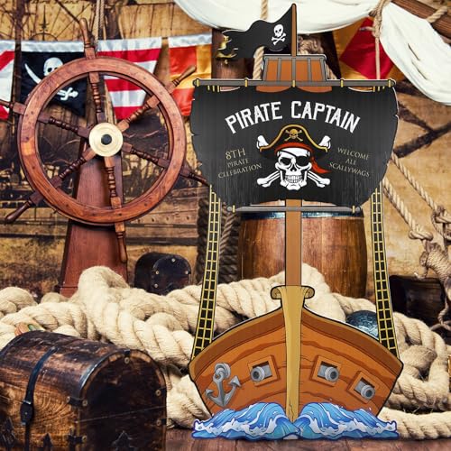 Yalikop 5.6 ft Pirate Ship Cardboard Cutout Stand up Life Size Pirate Theme Party Decorations Captain Ship Backdrops Photo Props Stand up Cardboard for Life for Halloween Pirate's Theme Party Decor by Yalikop - Image 5