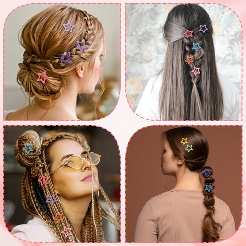 60 pinzas de cabello estrellas brillantes multicolor miniatura 7