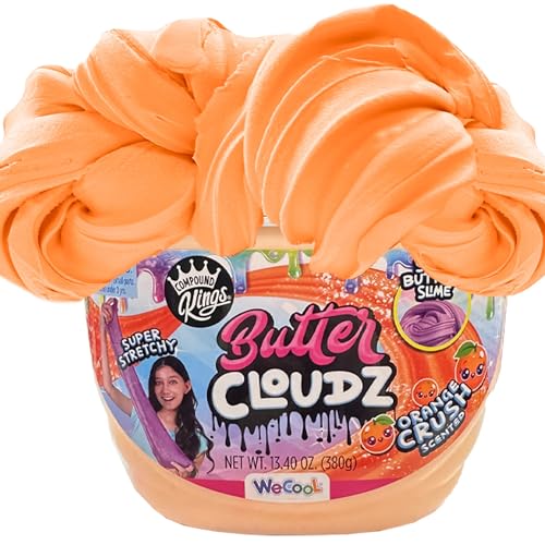 Compound Kings Fluffy Butter Cloudz Scented Large Slime Bucket for Kids – Soft, Squishy, Non-Toxic Sensory Toy | Orange Crush Slime Gift