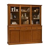 Pin Miel ACTUAL DIFFUSION 38846 Windsor Buffet Vaisselier Bibliothèque avec 6 Portes Coulissantes Bois Miel 42 x 178 x 199 cm