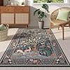 Rugcomf 3x5 Rug Vibrant Tree of Life-Patterned Vintage Non Slip Low Pile Small Carpet for Bedroom Bedside Kitchen Entryway Kids Room Office College Dorm Essentials for Girls, Green #2
