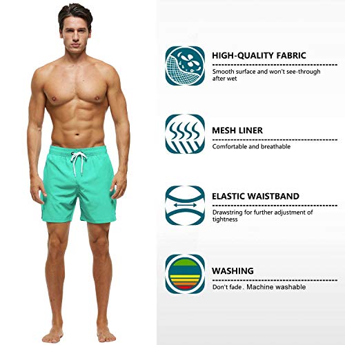 Image of Tyhengta Men's Swim Trunks Quick Dry Beach Shorts with Zipper Pockets and Mesh Lining