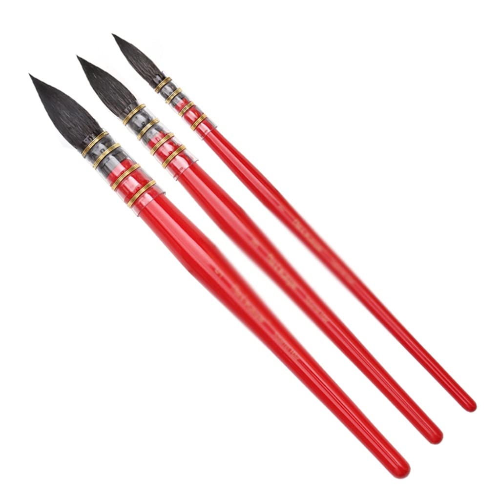 BATLAM Juego de Pinceles Redondos de 3 Piezas Pinceles de Acuarela Hechos a Mano para trapeador Art Gouache (Color : A, Size (A As The Picture Shows)