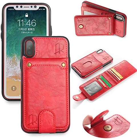 3-in-1 Apple iPhone X/XS Credit Card Money Holder Wallet Case | Detachable Leather Card Holder Slots | Kickstand Feature | iPhone Ten | iPhone X/XS | iPhone 10