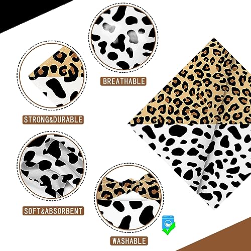 Cow-Spots-and-Leopard-Prints-Dog-Bandana-Washable-Pets-Scarf-Triangle-Adjustable-Handkerchief-Double-Sided-Printing-WhiteKhaki-2-Sides-Use-Large Cow Spots and Leopard Prints Dog Bandana Washable Pets Scarf Triangle Adjustable Handkerchief Double Sided Printing WhiteKhaki 2 Sides Use Large