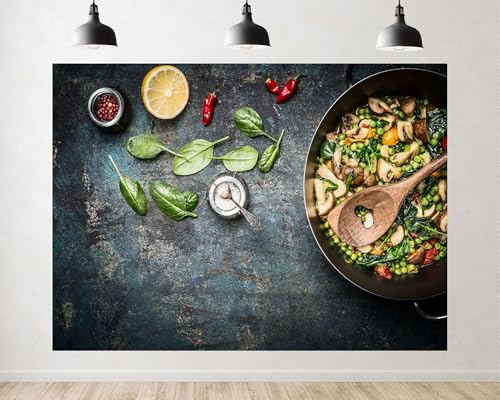 Trykid 10x10ft Vegetable Stir Fry Culinary Backdrop Rustic Food Platter