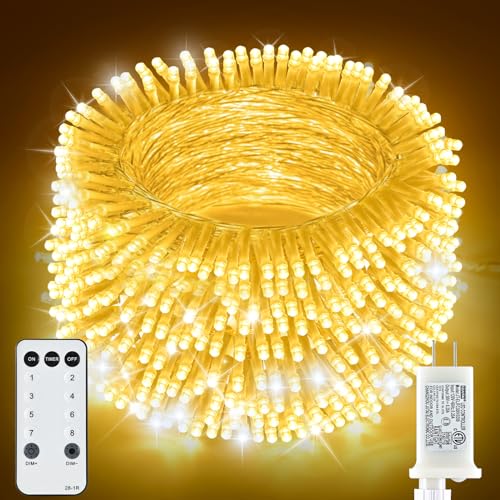 JINWAVA 112FT 310 LED Christmas String Lights Outdoor/Indoor,8 Lighting Modes with Remote Control,Waterproof Fairy String Lights for Christmas,Tree,Party,Garden,Wedding(Warm White) JINWAVA 112FT 310 LED Christmas String Lights Outdoor/Indoor,8 Lighting Modes with Remote Control,Waterproof Fairy String Lights for Christmas,Tree,Party,Garden,Wedding(Warm White)
