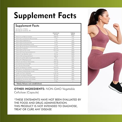 Image of Best Multivitamin for Men and Women, 60 Multivitamin Tablets, with Zinc, Vitamin C, Vitamin D3, Multiminerals and Ginseng Extract, Enhances Energy, Stamina & Immunity for Age 50+