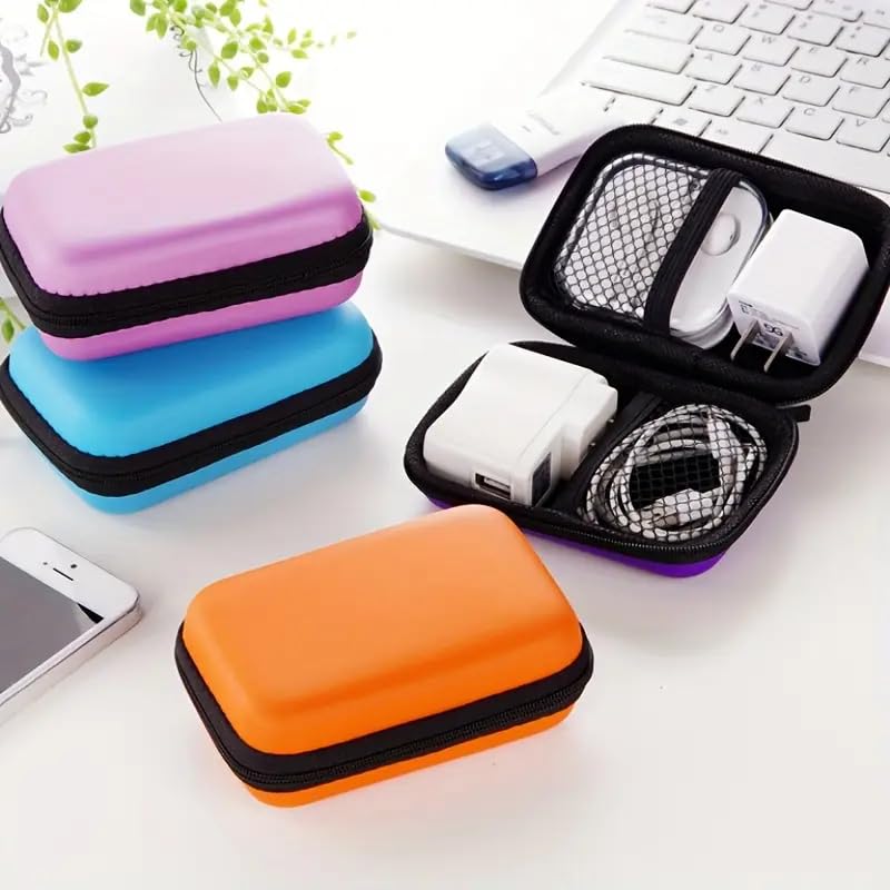 Bolsa retangular para fone de ouvido, embalagem de chaves, estojo de armazenamento de cabo de dados portátil, bolsa de moedas, bolsa de armazenamento de moedas (laranja)