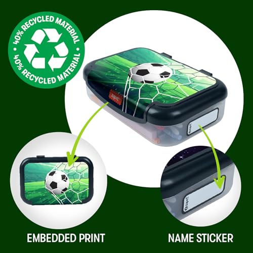 Image of ZIPIT Recycled Plastic Pencil Box for Boys, 2-Compartment Case, Soccer