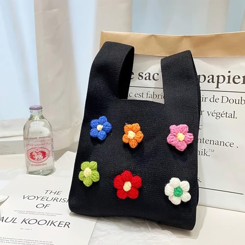 Bolso tote pequeño de ganchillo para mujer, bolso de muñeca tejido a mano, bolso tipo funda con nudo miniatura 5