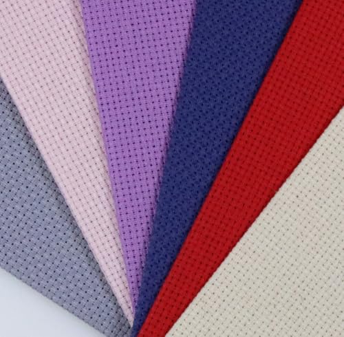 Image of KCS 6 pc of 12 inch x 18 inch (30cmx45cm) Counted Cotton Aida Cloth Cross Stitch Fabric (16CT-J)
