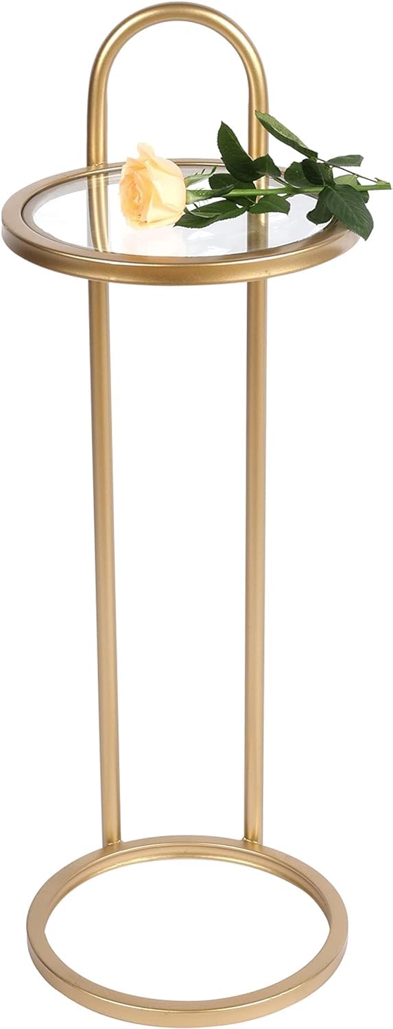 Akifi Craft Small Side Table - Modern I-Shaped Design, Stylish Accent Table, Compact End Table, Ideal for Bedroom, Living Room, Office, and More! (Gold)