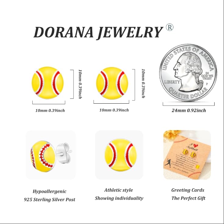 S925 Sterling Sliver Sports Earrings Stud for Teen Girls Women Baseball/Soccer/Volleyball/Basketball/Softball/Football Hypoallergenic Stud Earrings Game Day Jewelry Gift3